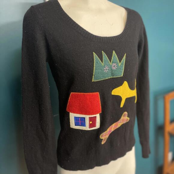 b+ab 100% Lambswool Knit Sweater with Embellishments - Picture 1 of 3